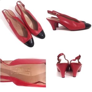Two tone sling back red black vintage 80s